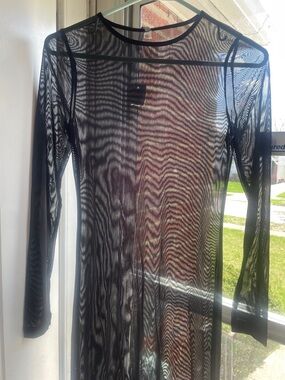 refuge Black Sheer Mesh Swim Coverup